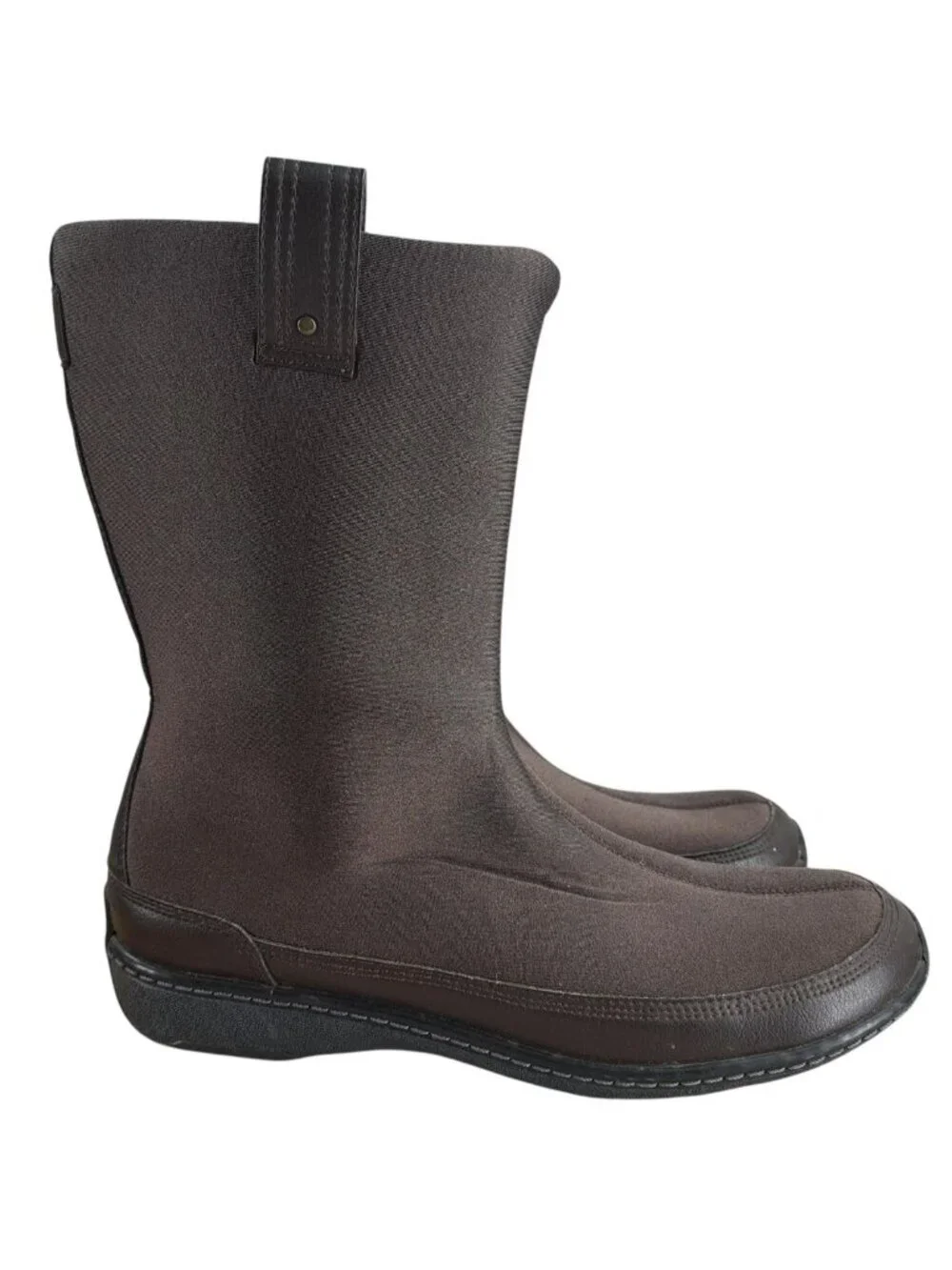 Aetrex Berries Brown Neoprene Pull On Mid Calf Waterproof Boots Size 41 US 9